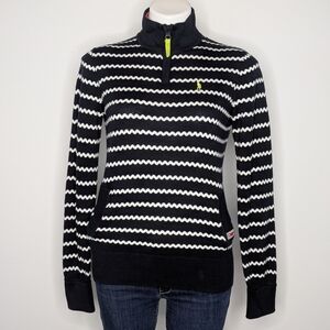 Jack Murphy Blue White Striped 1/4 Zip Long Sleeve Hoodie Pocket Cotton Pullover